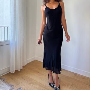 Vintage Sisley black mesh slip dress (S)